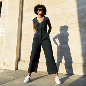 Duer Performance Denim Tailored Jumpsuit Size XS Aged Black